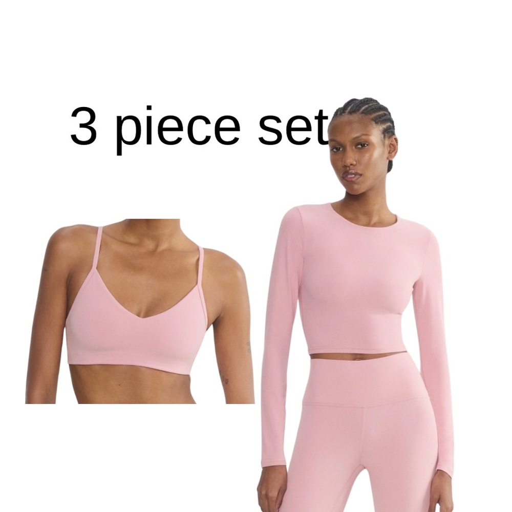 Aritzia Butter  3-Piece active Set in tart pink